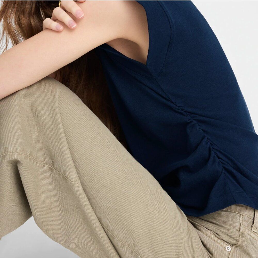Madewell NJ787 Navy Blue side cinch muscle tee NWT size small NWT - Picture 5 of 9